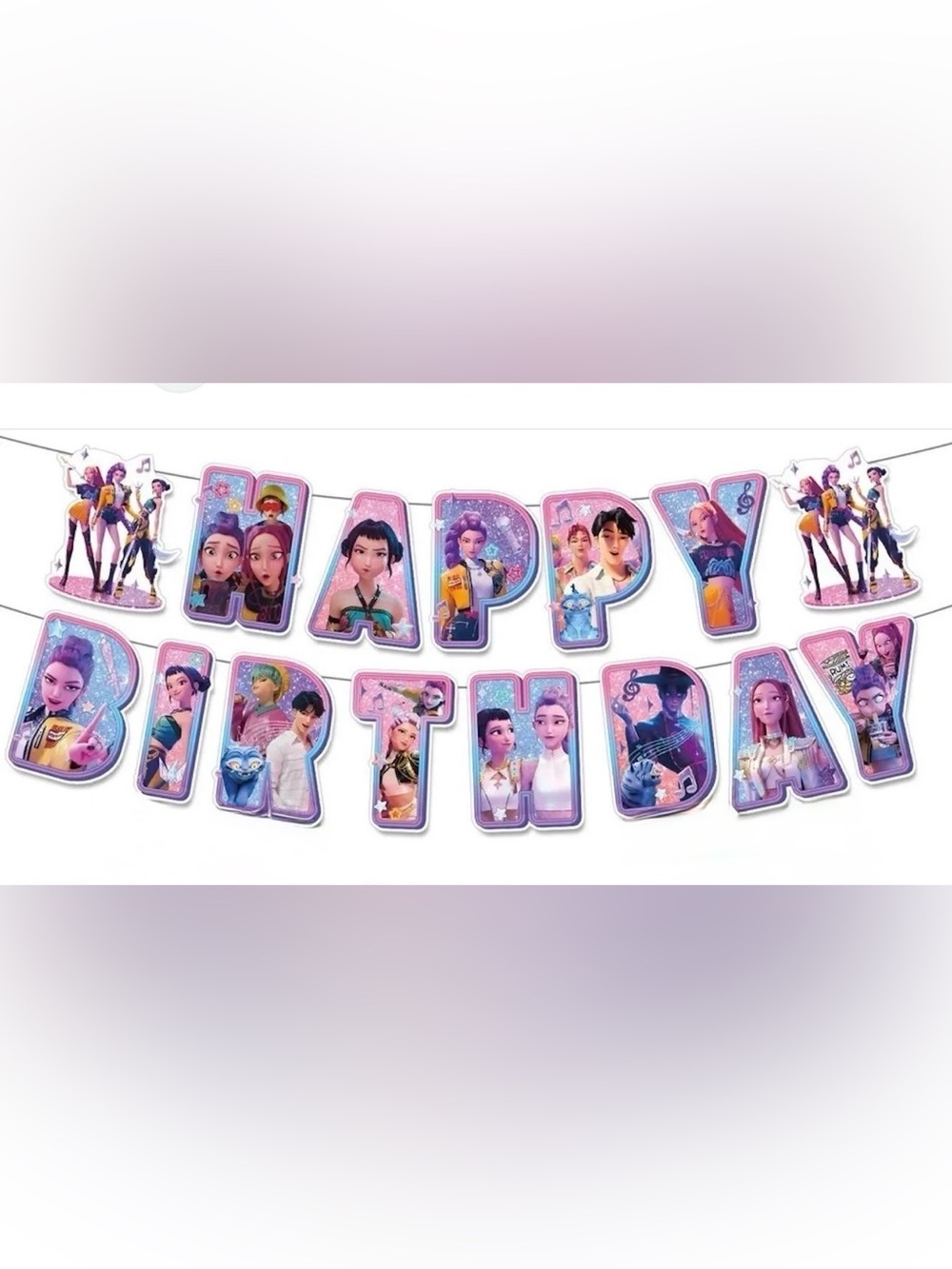 Happy Birthday Party Banner - KPOP Demon Hunters Characters NEW